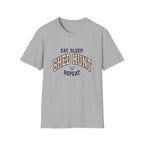Eat. Sleep. Shed Hunt. Repeat. Collegiate T-Shirt