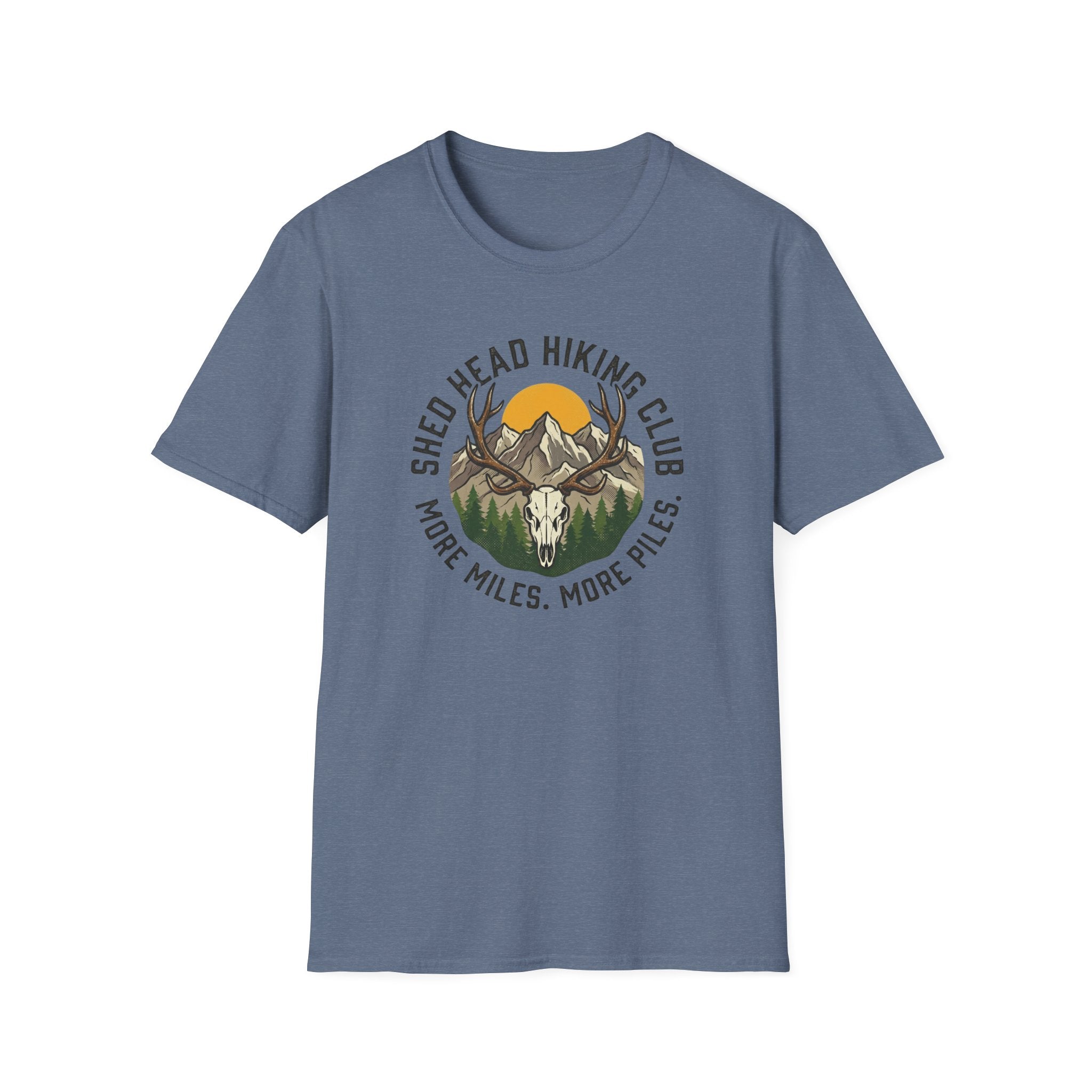 Shed Head Hiking Club. More Miles. More Piles. T-Shirt