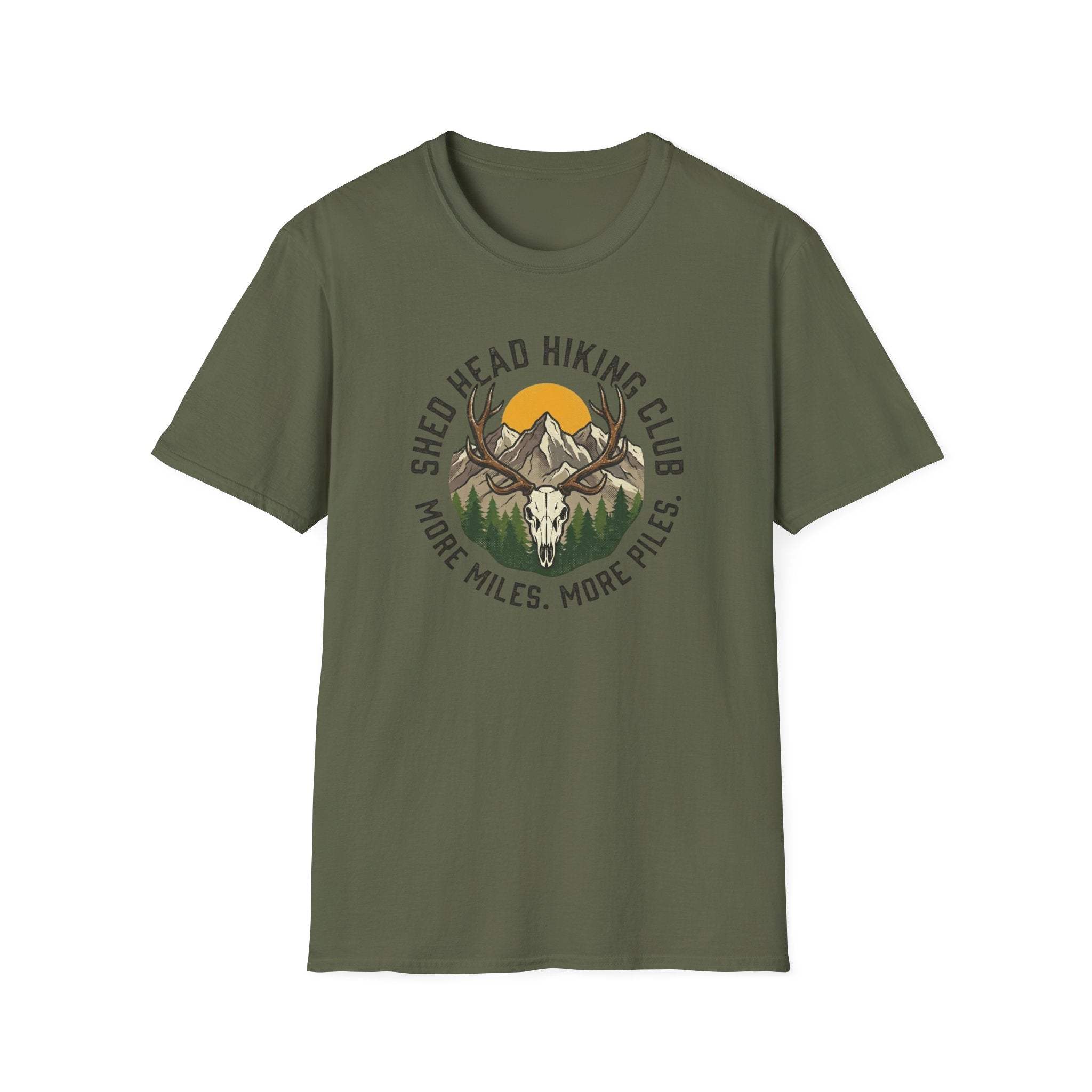 Shed Head Hiking Club. More Miles. More Piles. T-Shirt