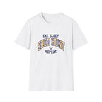 Eat. Sleep. Shed Hunt. Repeat. Collegiate T-Shirt
