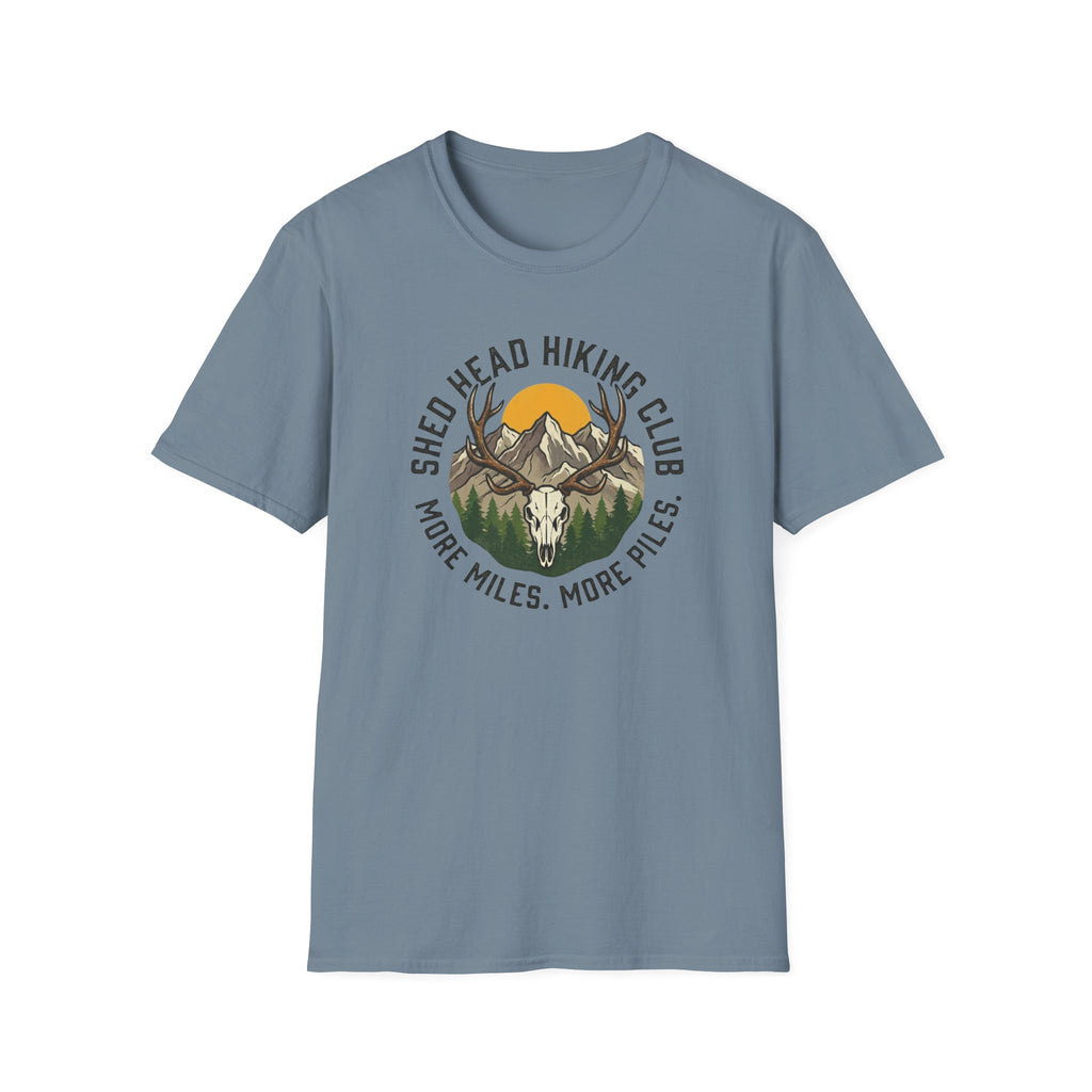 Shed Head Hiking Club. More Miles. More Piles. T-Shirt