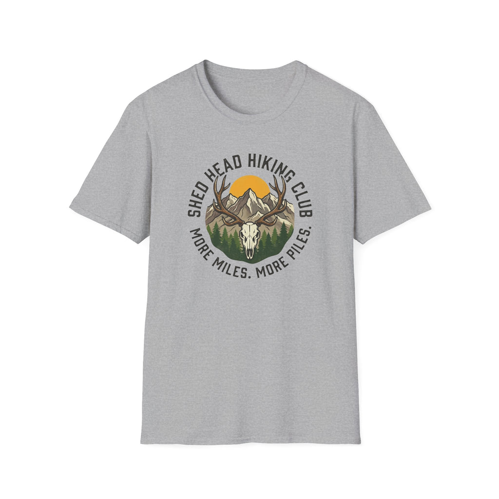 Shed Head Hiking Club. More Miles. More Piles. T-Shirt