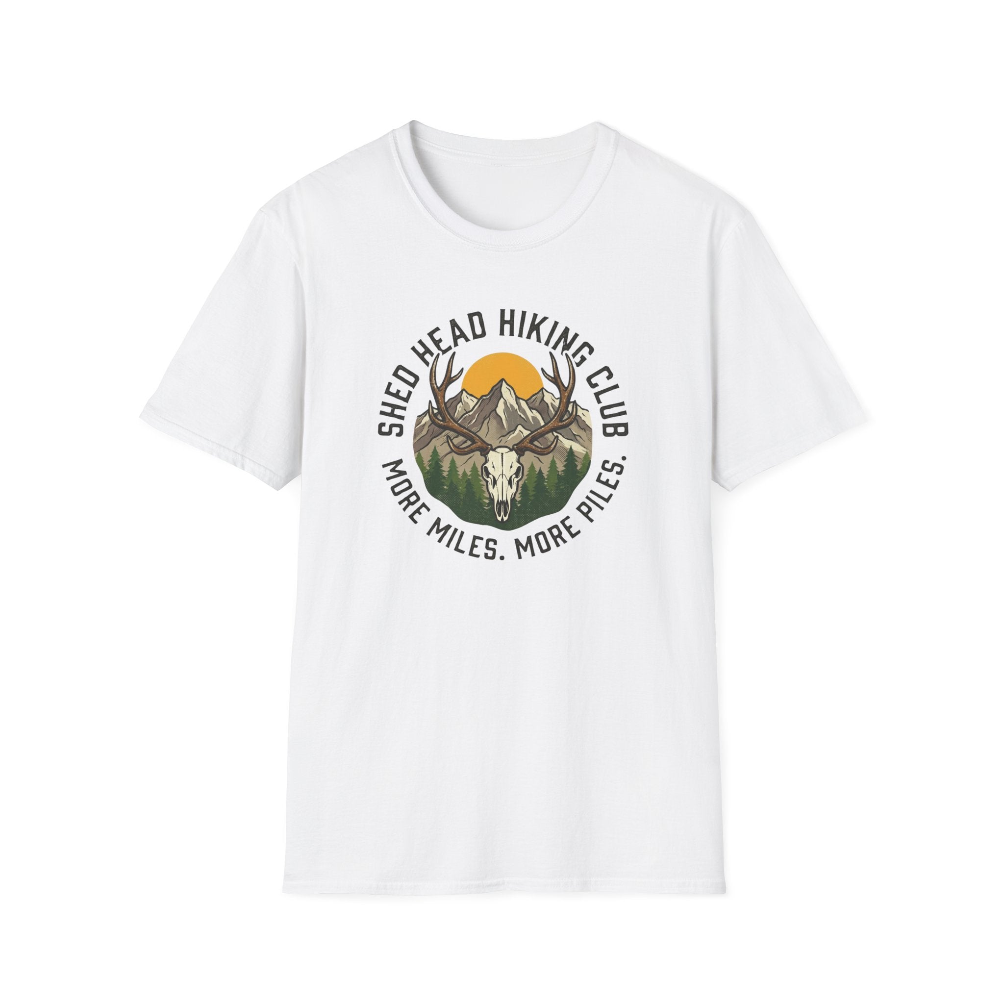 Shed Head Hiking Club. More Miles. More Piles. T-Shirt
