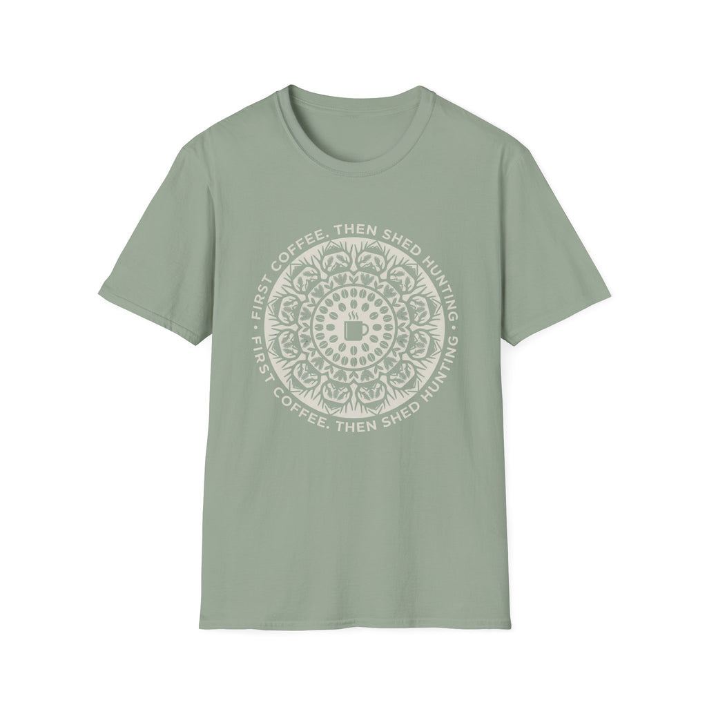 First Coffee Then Shed Hunting Mandala T-Shirt