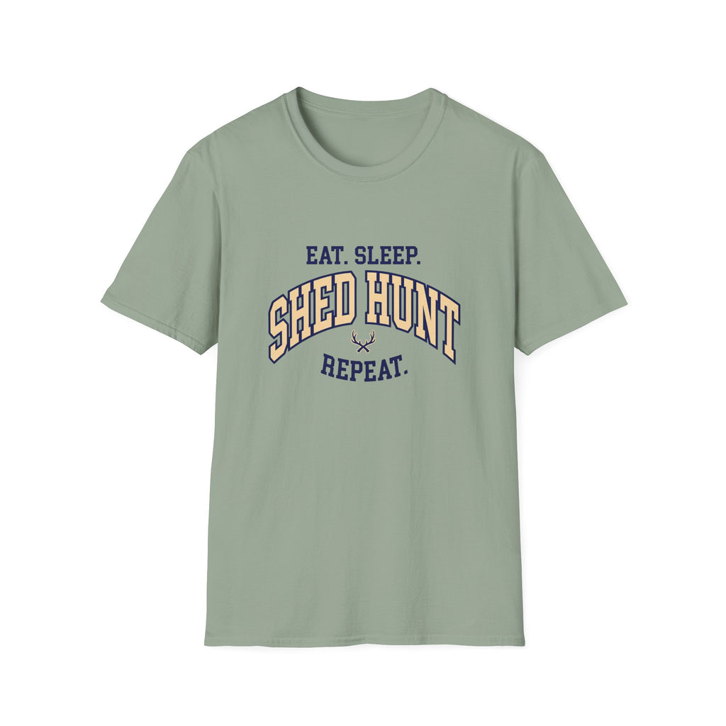 Eat. Sleep. Shed Hunt. Repeat. Collegiate T-Shirt