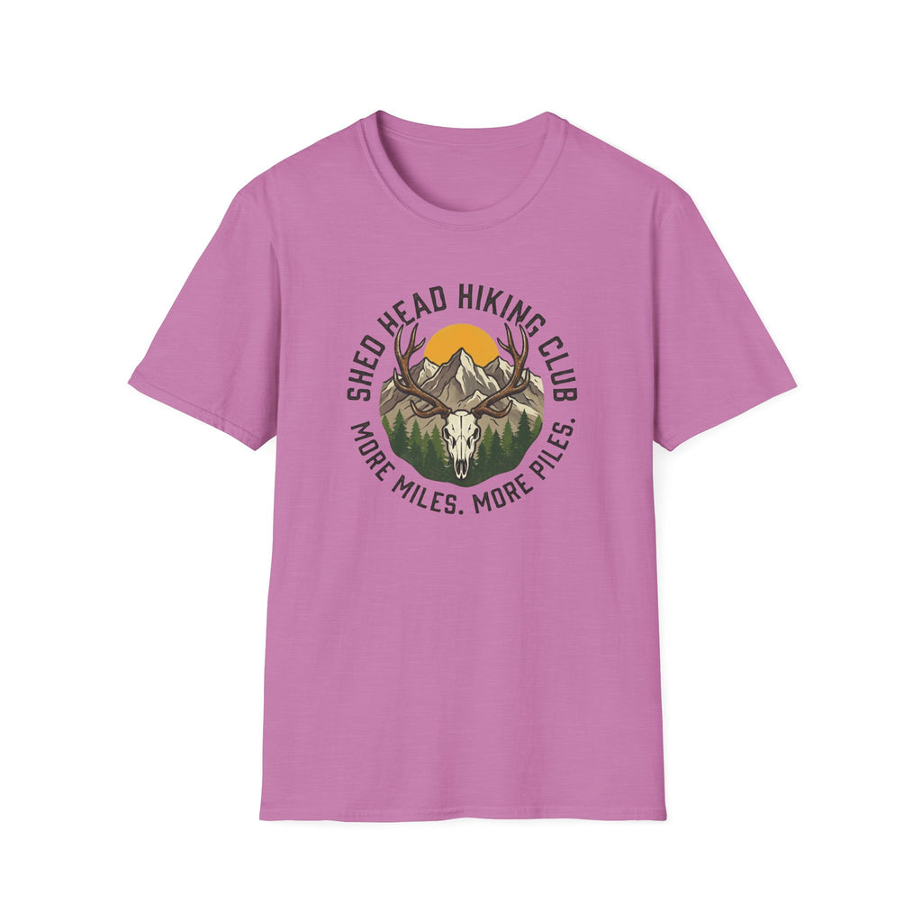Shed Head Hiking Club. More Miles. More Piles. T-Shirt