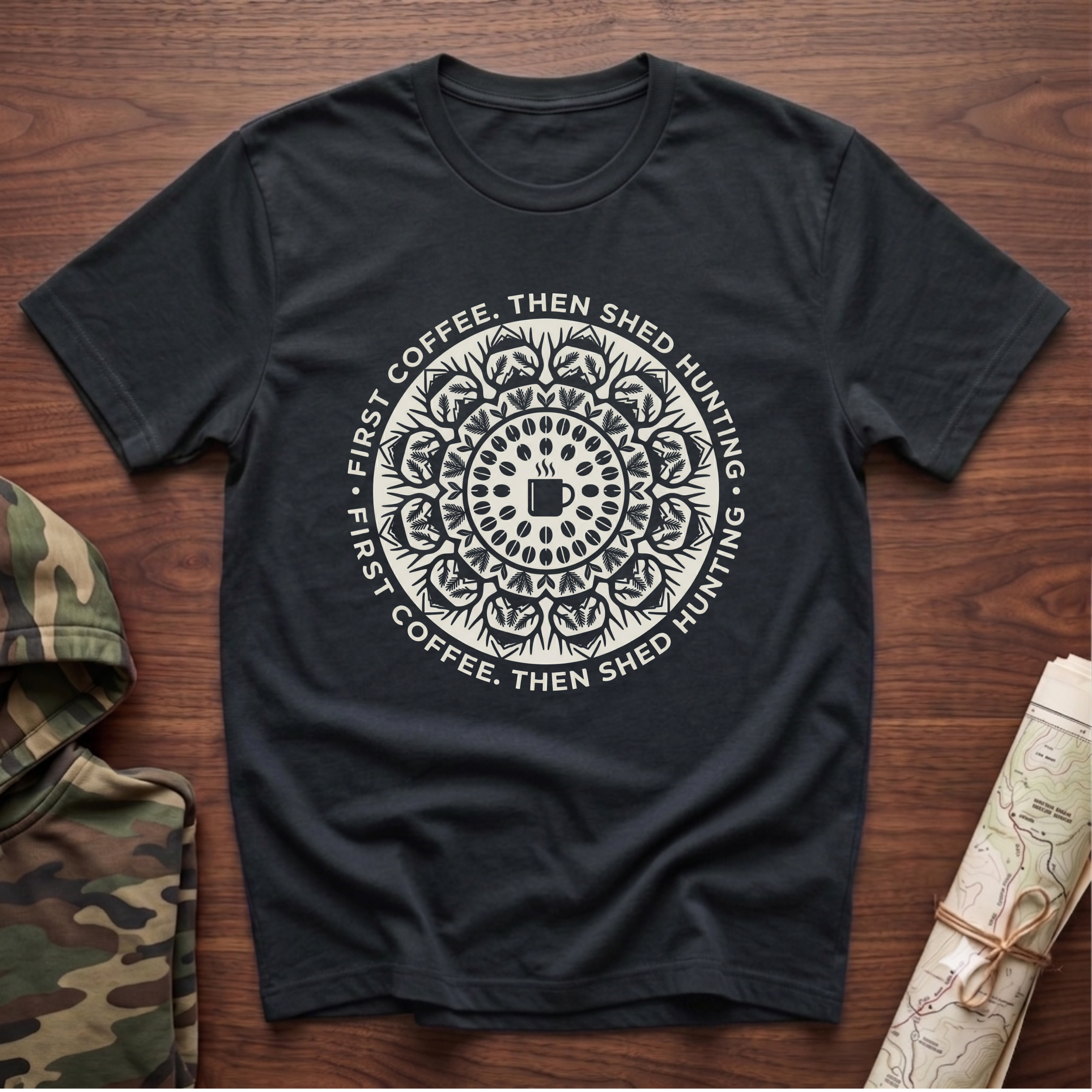 First Coffee Then Shed Hunting T-Shirt