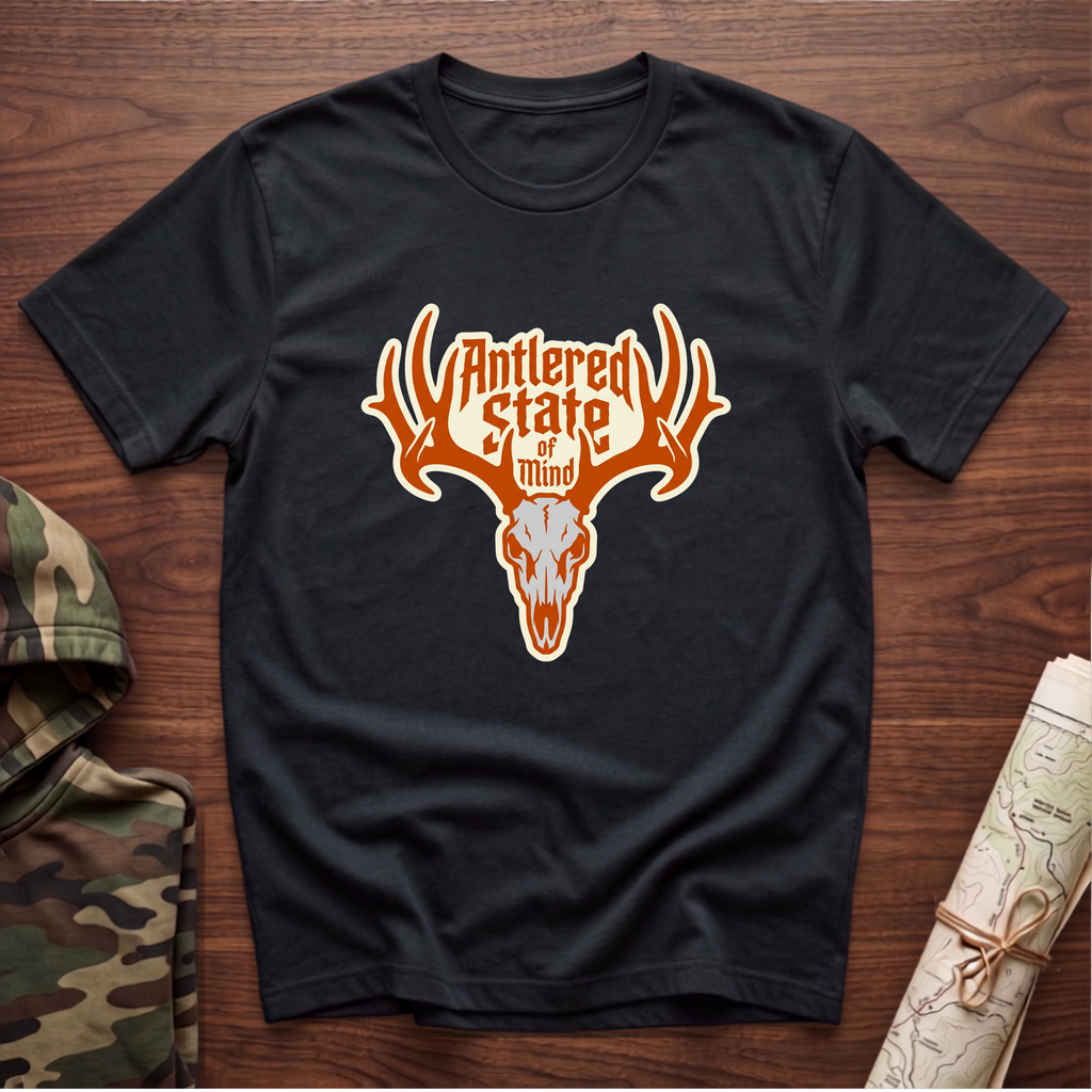 Antlered State Of Mind Skull T-Shirt