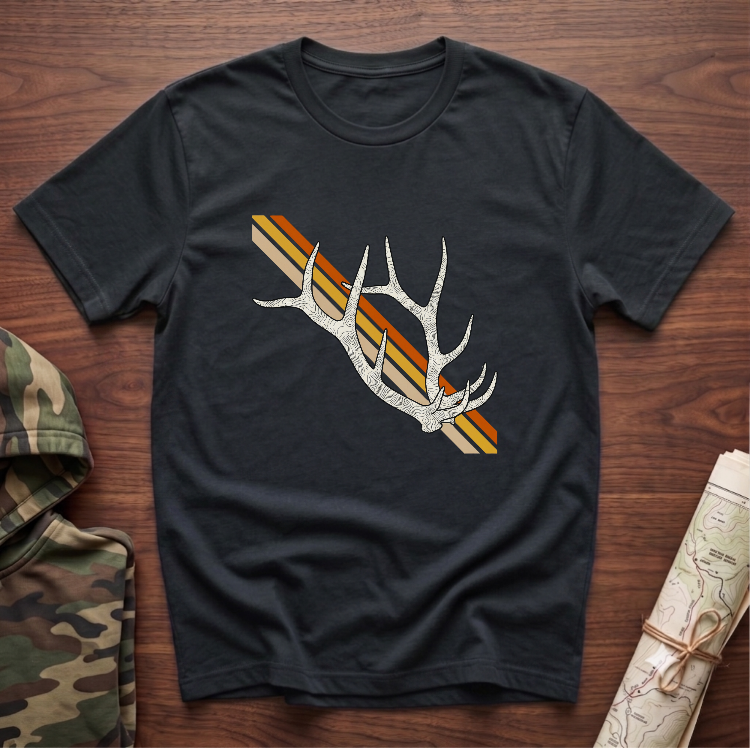 Sunset Stripe Elk Sheds T-Shirt