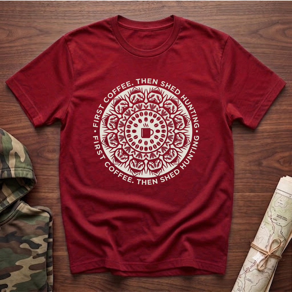 First Coffee Then Shed Hunting T-Shirt