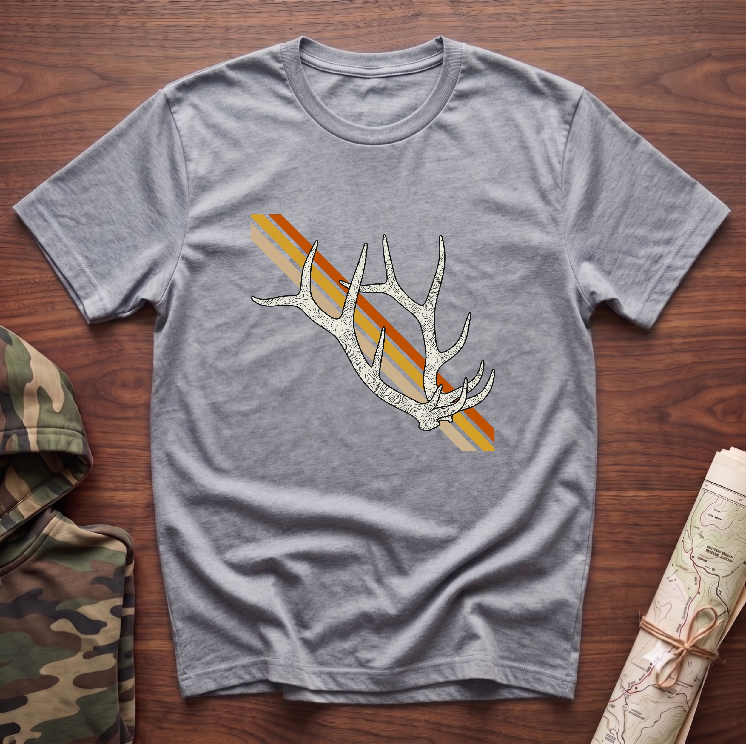 Sunset Stripe Elk Sheds T-Shirt