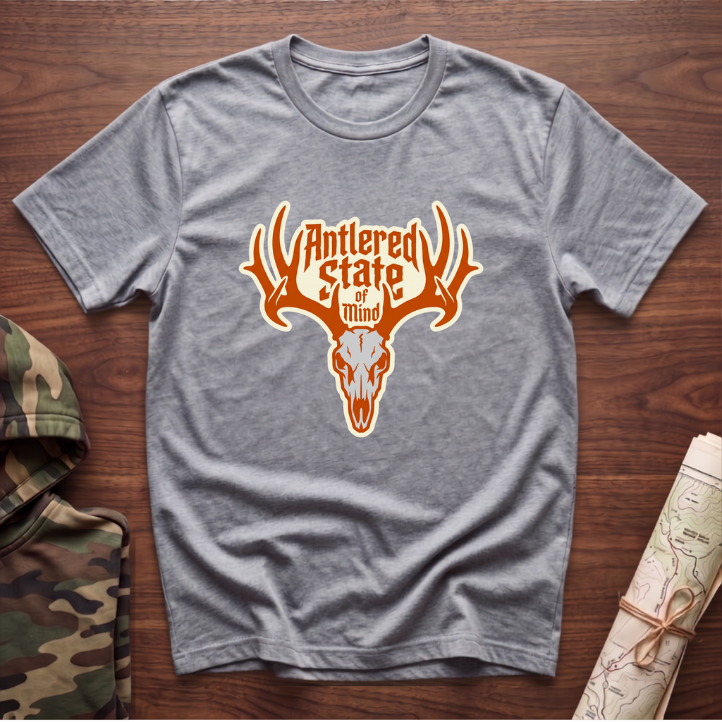 Antlered State Of Mind Skull T-Shirt