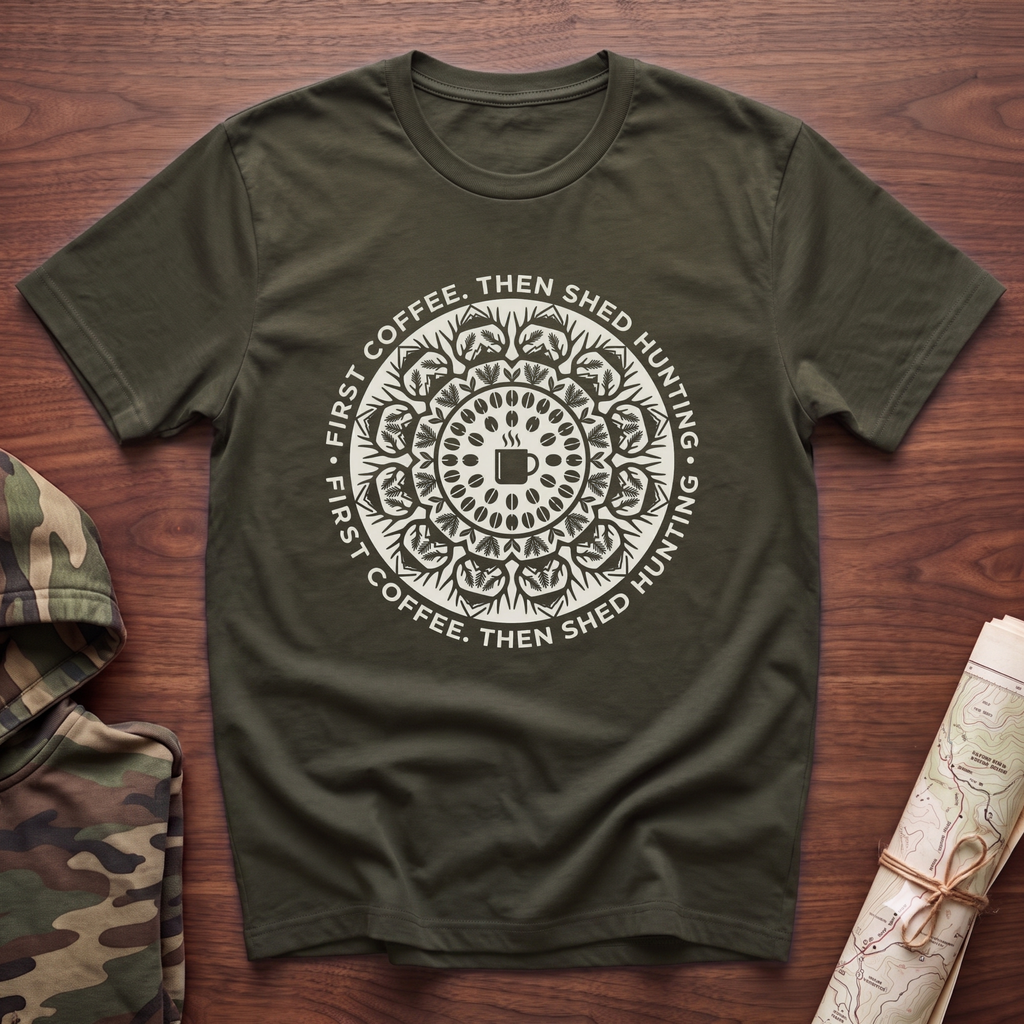 First Coffee Then Shed Hunting T-Shirt