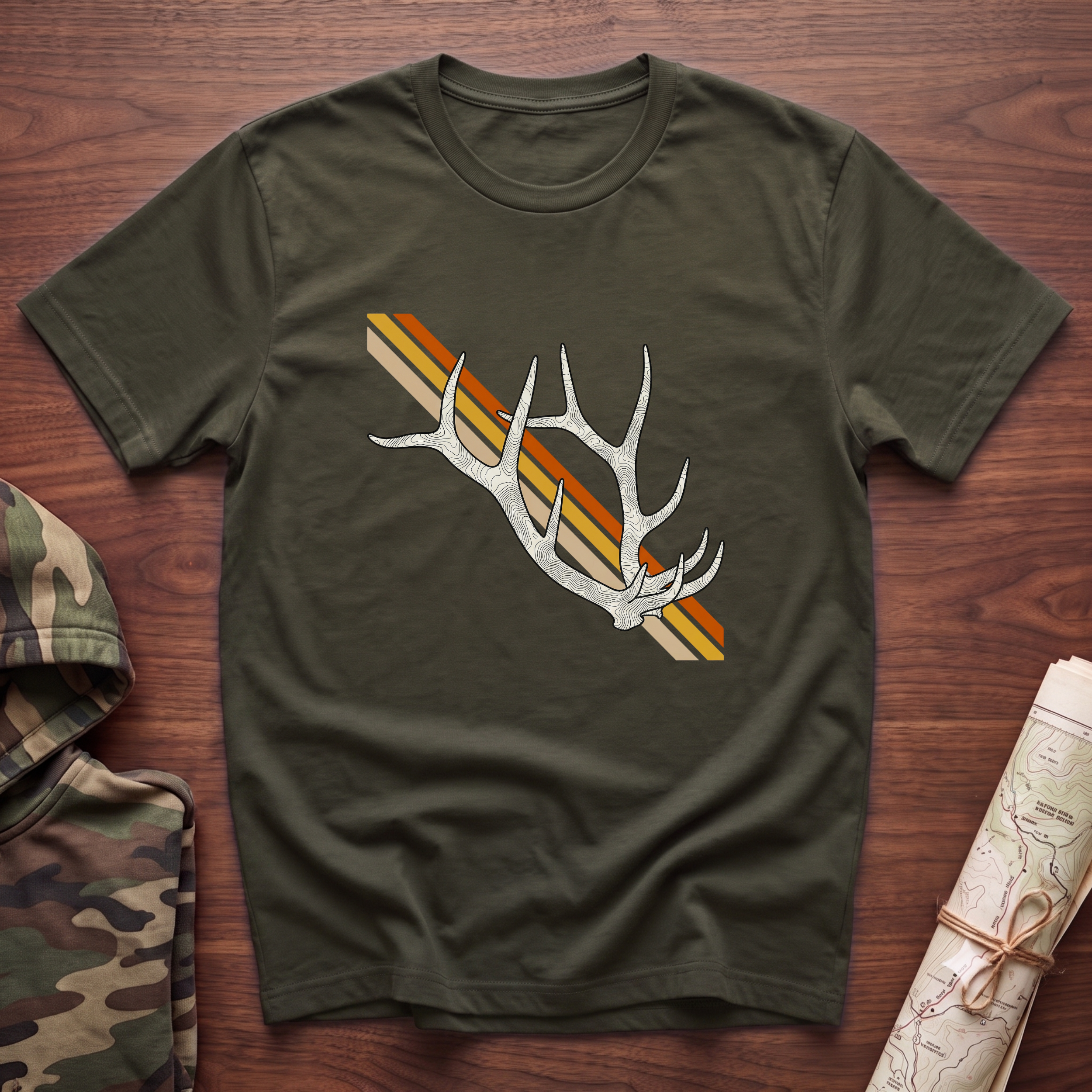 Sunset Stripe Elk Sheds T-Shirt