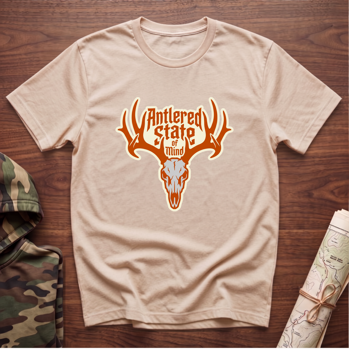 Antlered State Of Mind Skull T-Shirt