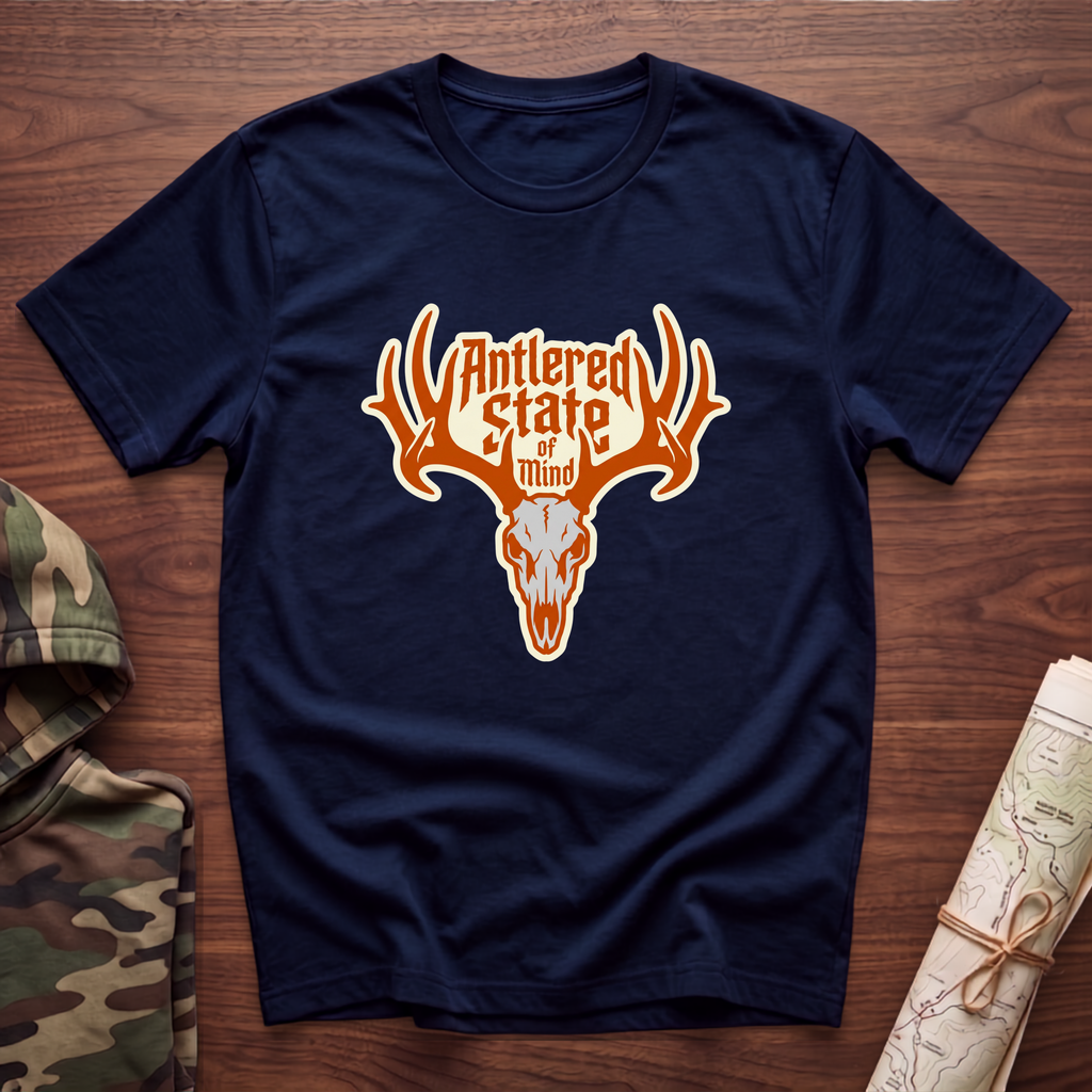 Antlered State Of Mind Skull T-Shirt