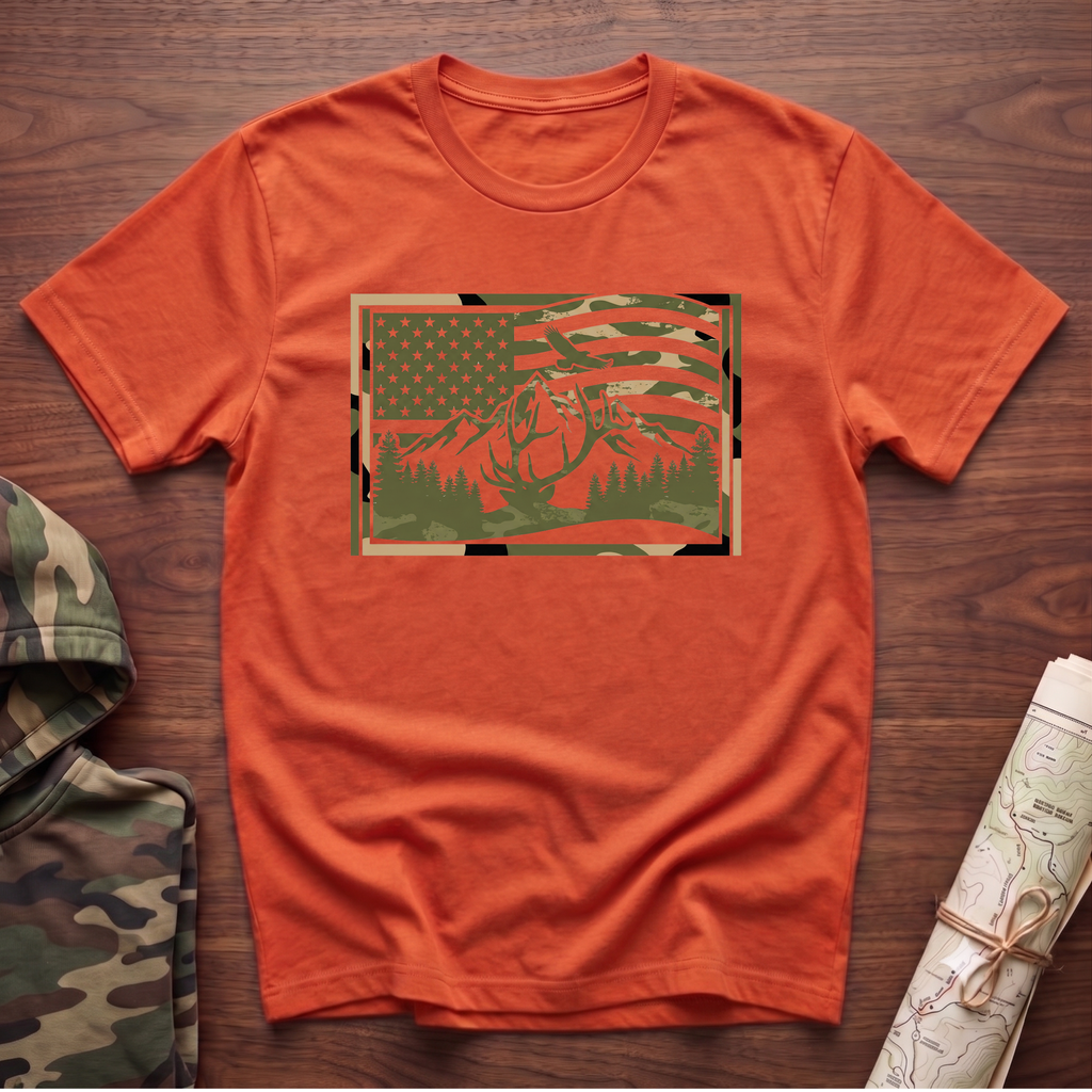 Camo Flag & Elk T-Shirt
