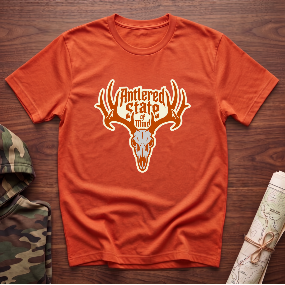 Antlered State Of Mind Skull T-Shirt