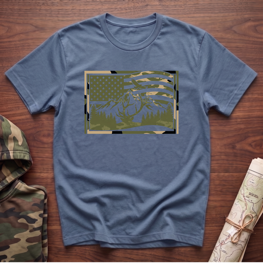 Camo Flag & Elk T-Shirt