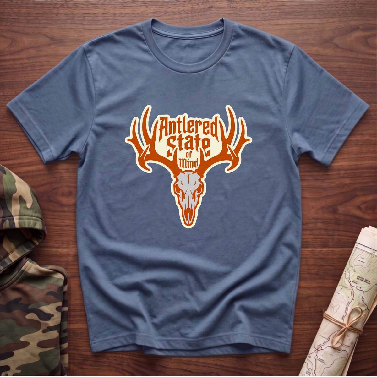 Antlered State Of Mind Skull T-Shirt