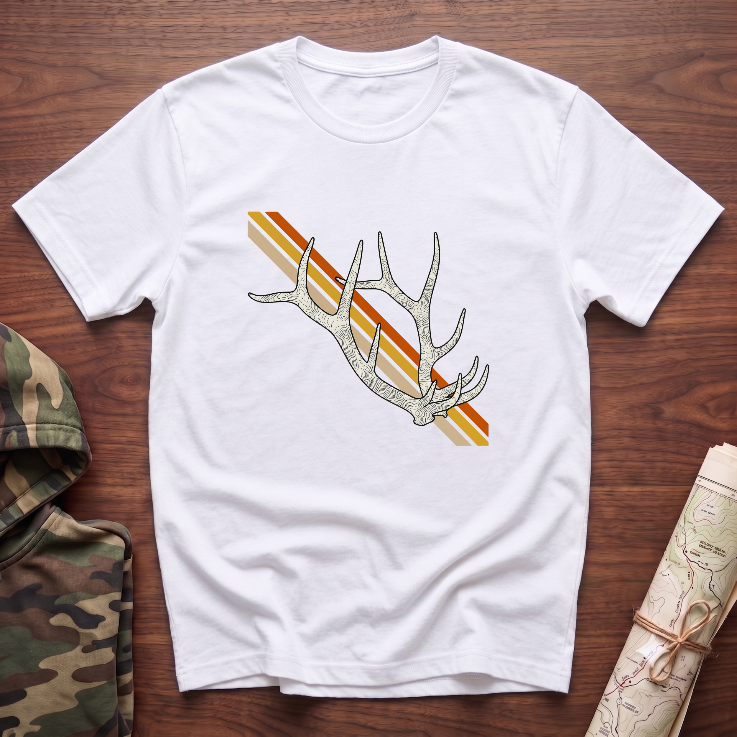 Sunset Stripe Elk Sheds T-Shirt